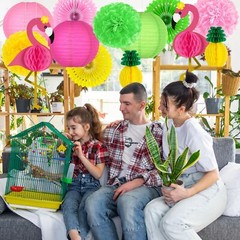 13PCS Hawaiian Party Decorations, Luau Party Decorations, Flamingo and Pineap…