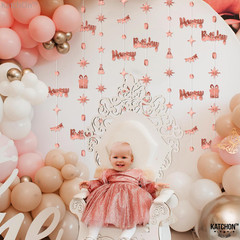 , Rose Gold Happy Birthday Garland Banner – 6.5 Feet, Pack of 8 No DIY | Rose Go