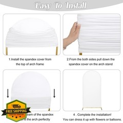 FEINIGESI 7.2FT White Wedding Arch Cover Round Top