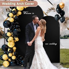 Wedding Arch Backdrop Cover, Set of 2 (7.2ft, 6ft), 2 Sided 7.2 ft, 6 ft Black