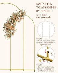 Metal Wedding Arch Backdrop Stand Set of 2 – 7.2FT & 6FT Gold Balloon Frame for