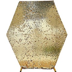 8 ft GOLD Big Payette Sequin Hexagon Backdrop STAND COVER Party Decorations