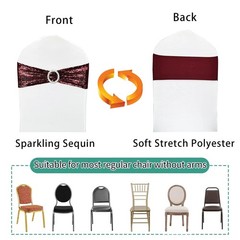 Sequin Chair Sashes 50 Pack – High Elasticity Spandex Stretch Chair Bows with…