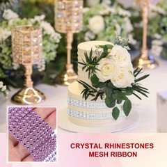 2 Roll 1.5″x20 Yard Crystal Rhinestones Mesh Ribbon Light Purple (4mm)