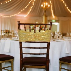 Gold Sequin Chair Sashes Folding Chair Covers Bow for Party Wedding Reception…
