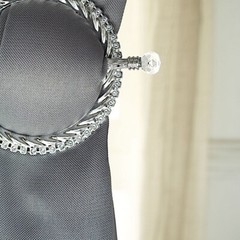 SILVER 2 Plastic 6″ Braided Design CURTAIN TIE Backs Acrylic Crystals Party