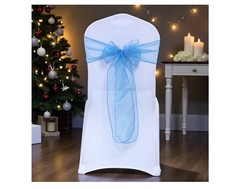 Pack of 25 PCS Blue Organza Chair Sashes