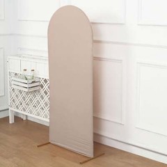 5 ft NUDE Matte Fitted Spandex Round Top Arch Backdrop STAND COVER Party