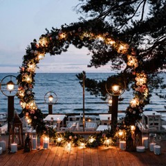 M/L Round Wedding Arch Backdrop Stand Outdoor Garden Lawn Beach Summer Wedding