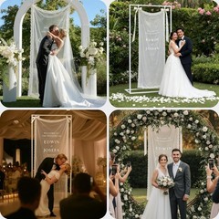 Personalized Sheer Wedding Welcome Sign with Lace Trim, Hanging Banner Romantic