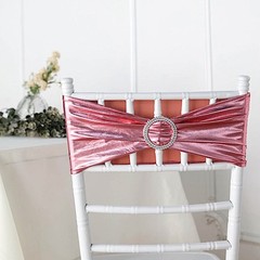 150 Metallic Spandex Chair Sashes with Silver Buckles Party Wedding Decorations