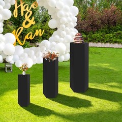 3pcs Hexagonal Display Stand 60/75/90cm Black Exhibitions Wedding Pedestal Stand