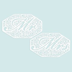 DAVID TUTERA MR. AND MRS. DIE CUT LACE PAPER SIGNS WEDDING CHAIR DECORATION