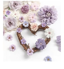 Fake Flower Heads Mini Artificial Purple Faux Dahlia Rose Flowers DIY Home Craft