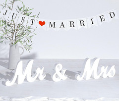 Mr and Mrs Sign for Wedding Table,Large White Mr and Mrs Sign,Wooden Letters,…