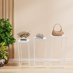 Set of 3 Metal Plant Pot Stand Indoor Outdoor Flower Planter Display Holder Rack