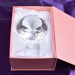 LS Big 120mm Clear Crystal Diamond Paperweight Unique Wedding Gifts Free Stand