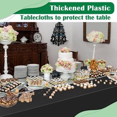 Black 14 Pack 54 x 108 Inch Plastic Tablecloths, Disposable Rectangle Tablecl…