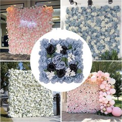 12 pcs Flower Wall Panel 15x15in Artificial Silk Rose Backdrop for Wedding Party