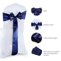 100 Navy Blue Satin Chair Sashes Silky Sateen Chair Bows wedding party décor