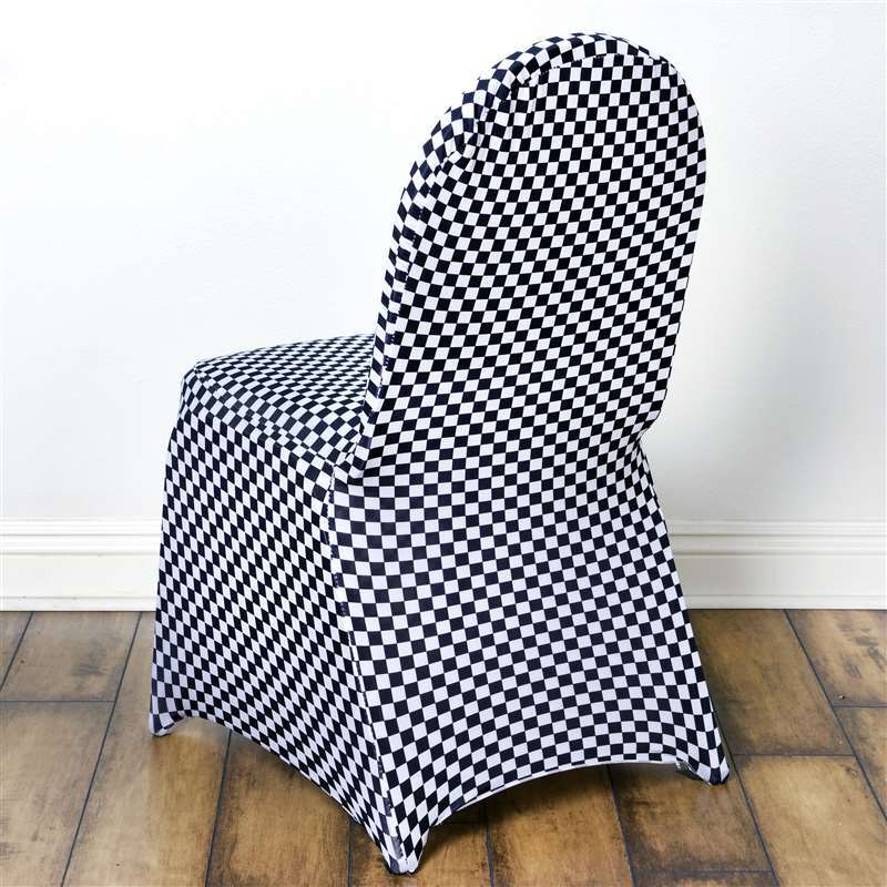 Black White SPANDEX Checkered Stretchable CHAIR COVERS Wedding Party Decorations