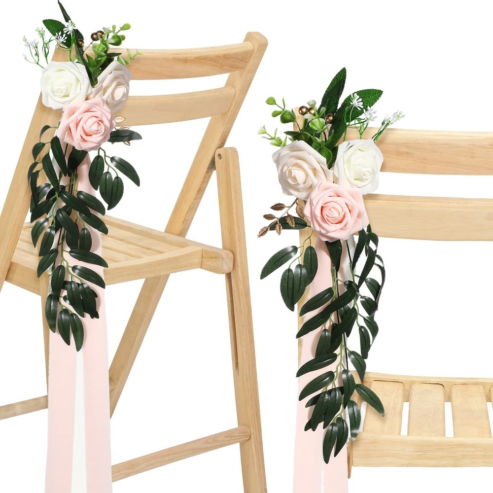 Hoteam 16 Pcs Wedding Aisle Decorations for Wedding Ceremony Pew Artificial F…