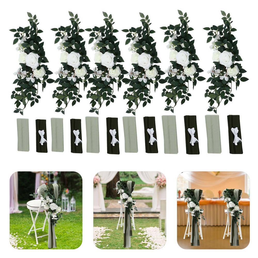 Wedding Chair Back Flowers Artificial Prevent Fading Wedding Chair Decorations