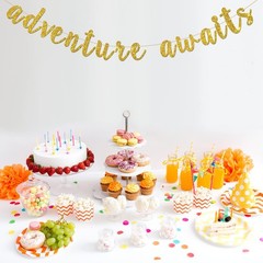 Adventure Awaits Banner, Wedding Engagement Party Bunting Decor, Congrats Gra…