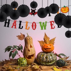 HQZ Black Party Hanging Fans DIY Set – 12pcs Set Pinwheels Fan DIY Paper Craf…