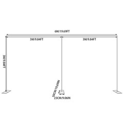Free Standing Backdrop Support Frame 6×3m Carbon Steel Wedding Background Stand