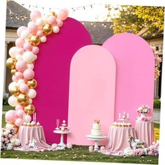 Set of 3 Arch Backdrop Covers(6ft, 5ft, 6FT,5FT,4FT Light Pink+Pink+Hot Pink