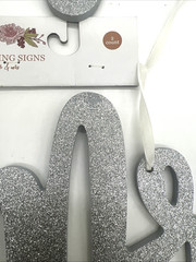 Hanging signs Mr & Mrs silver glitter, 2 pcs