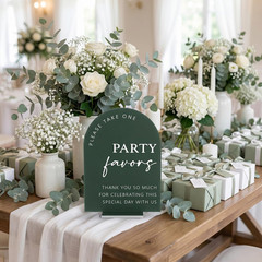 4 Pcs Acrylic Wedding Signs for Ceremony and Reception, 5×7 Inch Green Wedding