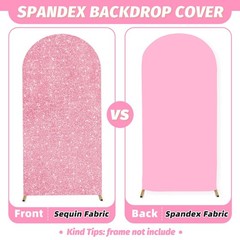 MODFUNS Glitter Arch Covers 7.2&6ft Pink Gold Wedding Arch Cover Set of 2