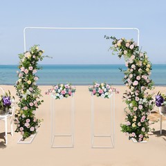 6.56ft Wedding Balloon Stand with 2 Flower Stands, Durable Metal Backdrop