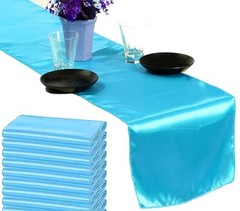 MDS 5 PCS Satin Table Runners 12 x 108 Inch 5 PCS (12 x 108 Inch) Turquoise