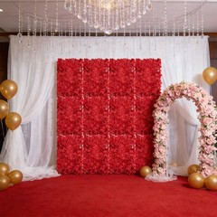 12pcs Red Flower Wall Panel Backdrop For Wedding Party Decor Easy To Use
