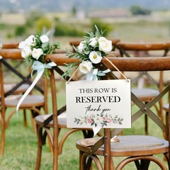 Reserved Seating Signs – This Row Is Reserved Wooden Hanging Signs for Wedding