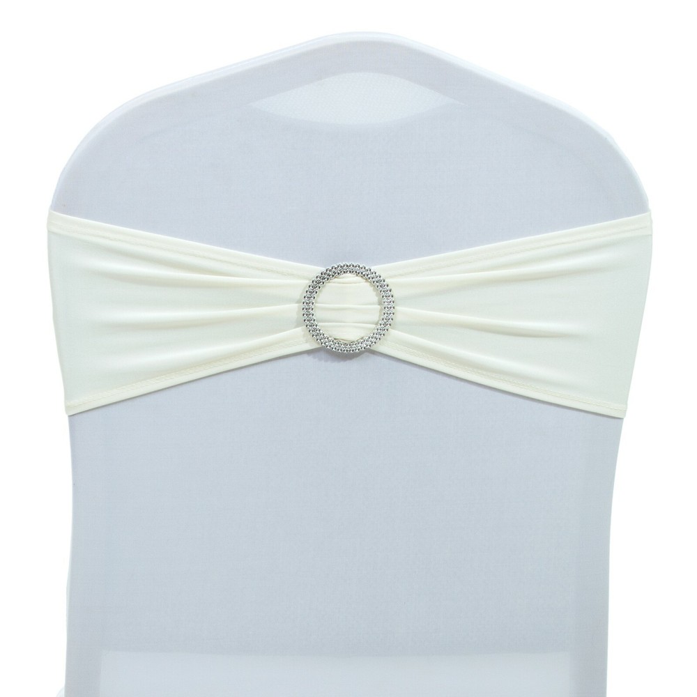 100 Spandex Stretch Chair Cover Sashes Bows for Wedding Party (Ivory)~FREE SHIP