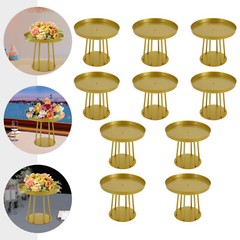 10Pcs Circular Flower Stands 25cm Tall Gold Flower Stand for Wedding Decor