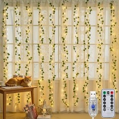Ivy Vines with Fairy Lights, 200 LED Vine Lights with Remote and 8 Lighting
