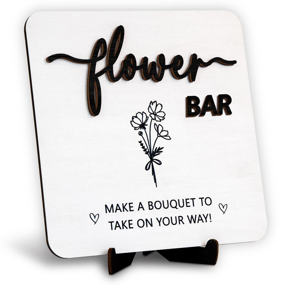 Wooden Flower Bar Sign Bridal Shower Decor – Bloom Bar Sign Wedding Accessori…