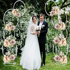 2x Detachable Tall Metal Balloon Arch Kit Wedding Backdrop Stand 8 Circle Frames