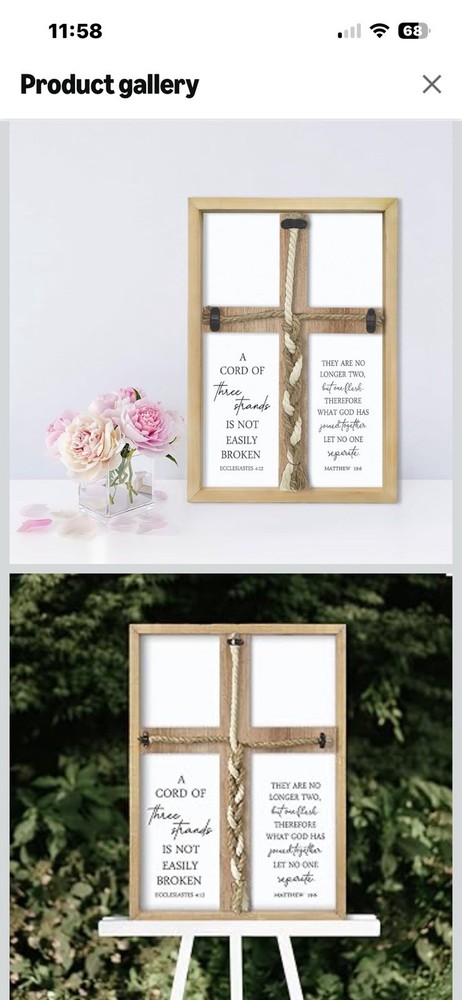 A Cord of Three Strands Wedding Sign, Solid Wood Wedding Rustic Boho Decor, M…