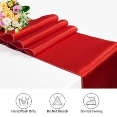 12 Pack Satin Table Runner 12 x 108 Inch Long Satin Table Runners for Red