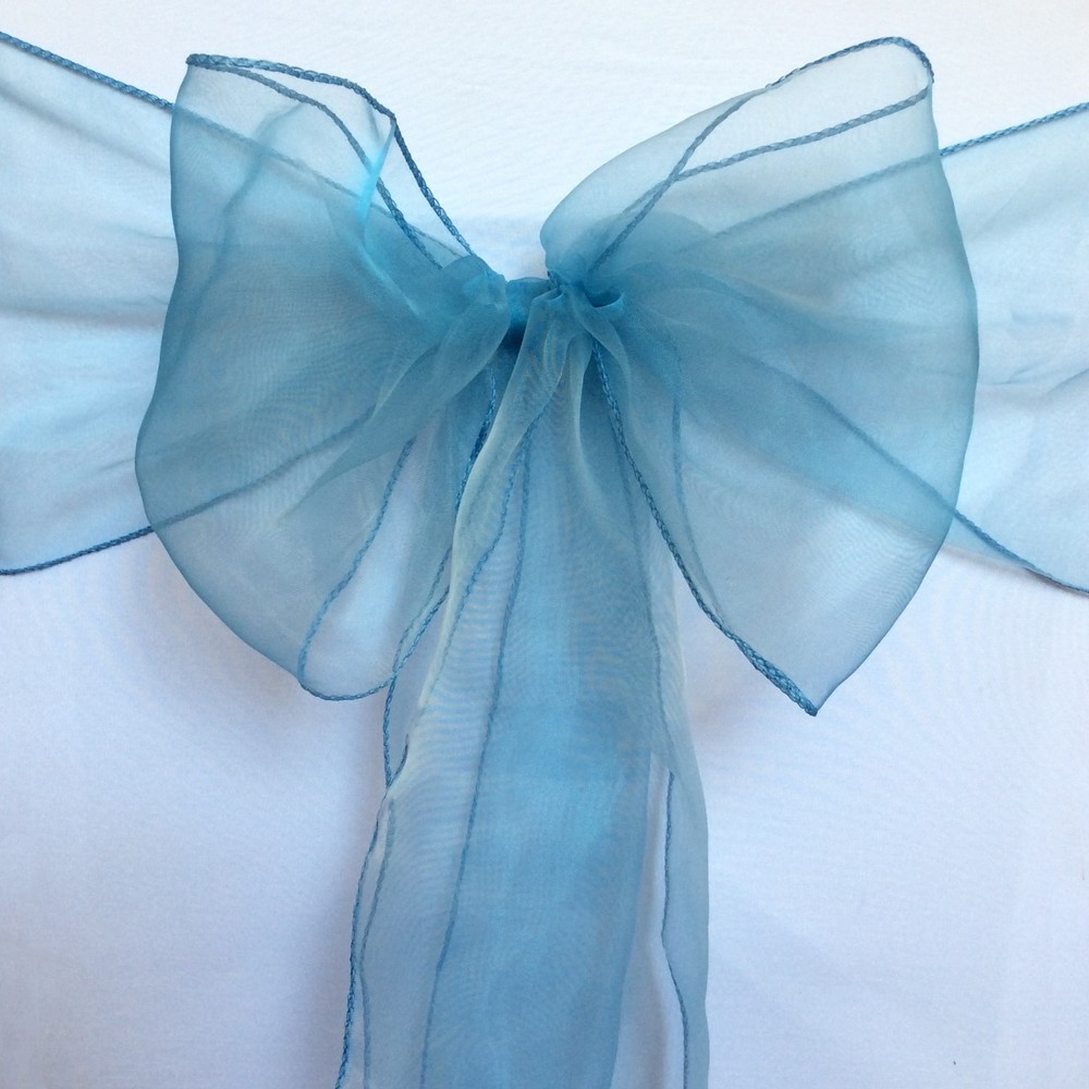 dusty blue organza chair sashes chair ties bow ribbon wedding anniversary decor