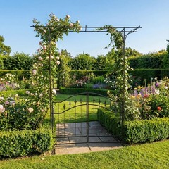 Metal Wedding Arch 7FT Stand Archway w/ Door for Outdoor Garden Party Decoration