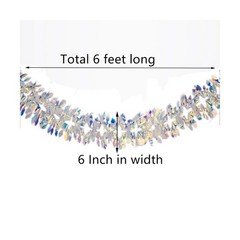 Iridescent Hanging Decorations Garland, 6ft Long Roll Shiny Foil Metallic Ban…