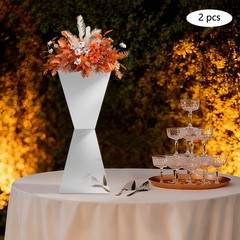 2pcs Silver Flower Stands,25*60cmTable Centerpiece Decor Stand For Party,Wedding