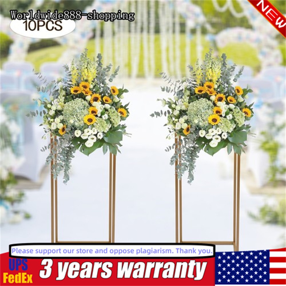 10PC 31.5 in Tall Gold Metal Flower Stand for Wedding Table Centerpieces GOOD